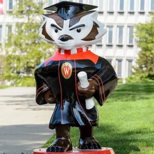 Bucky in graduation gown