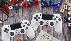 Video game controllers, dice, scrabble-like tiles
